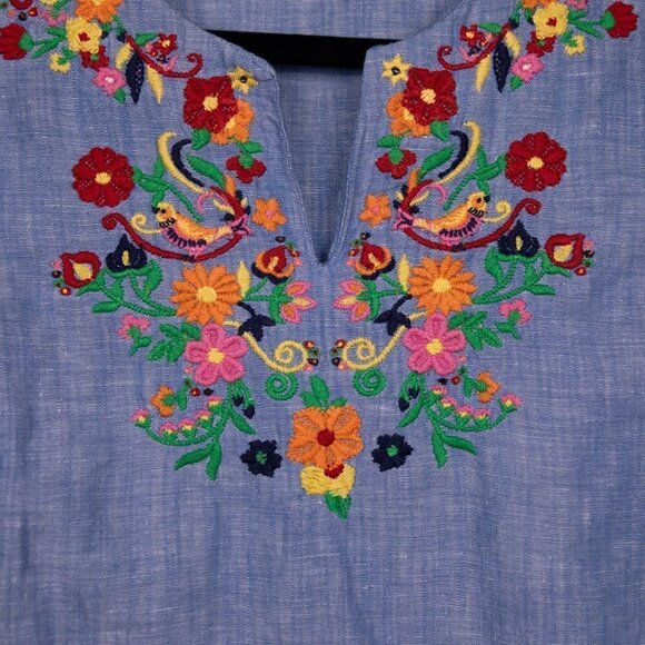 Talbots chambray embroidered top-SP - Picture 2 of 5